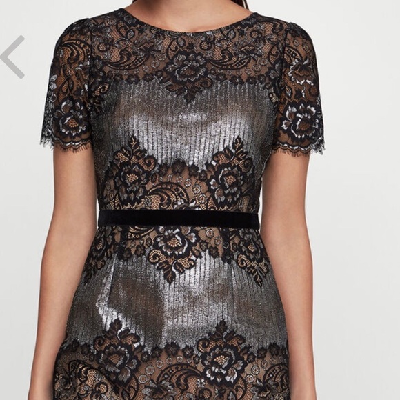BCBGMaxAzria Metallica lace cocktail dress 2 - Picture 3 of 5